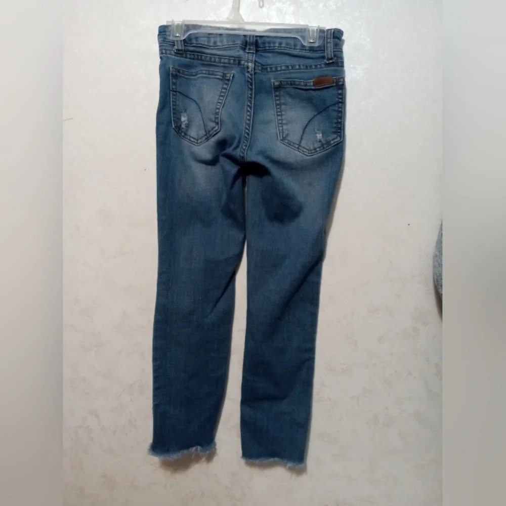 Joe's Jeans Girls Blue Skinny Jeans with Tulip Frayed Hem - Size 8 - Picture 5 of 9